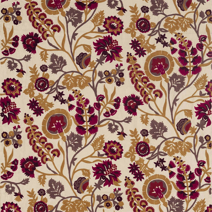 Zoffany Hardwick Crewel Antique Gold/Cinnabar 332969 Fabric Sample ZDAR332969