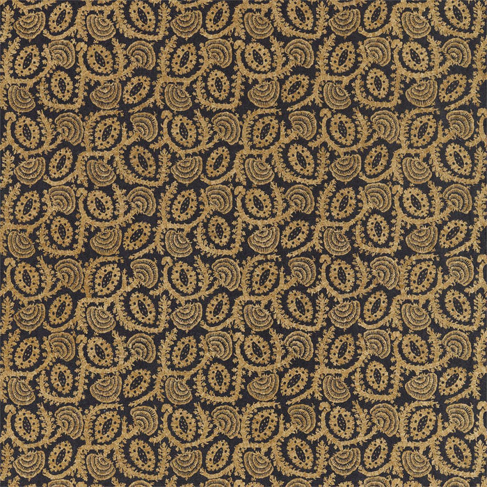 Zoffany Suzani Embroidery Antique Gold/Vine Black 332979 Fabric Sample ZDAR332979