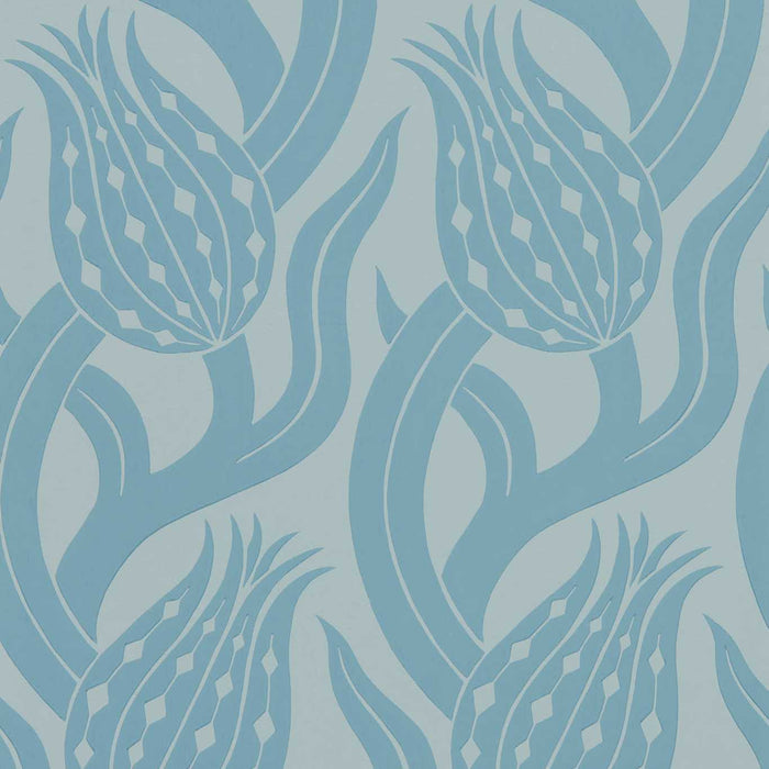 Zoffany Persian Tulip Blue Stone 312997 Wallpaper Sample ZHIW312997