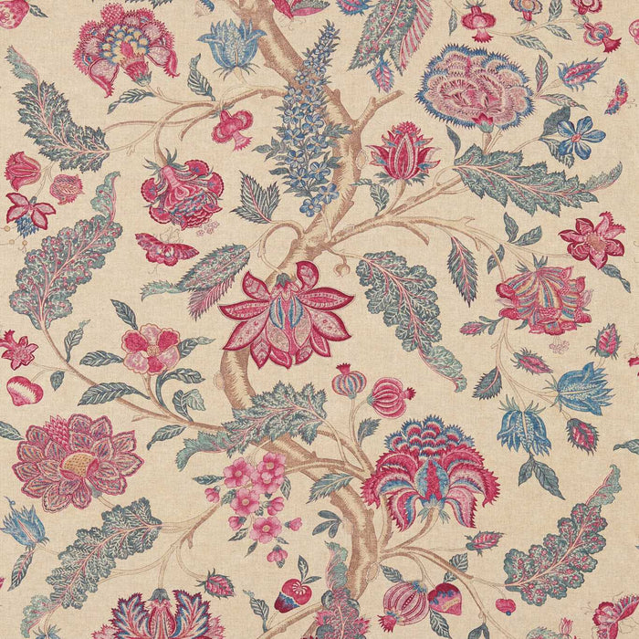 Zoffany Kalamkari Indigo/Red 321696 Fabric Sample ZJAI321696