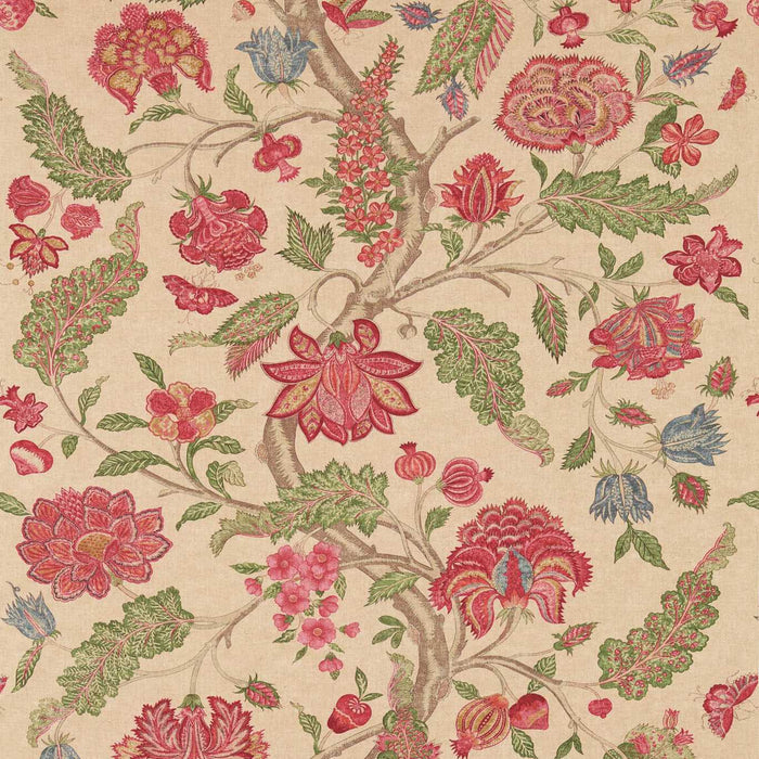 Zoffany Kalamkari Red/Green 321698 Fabric Sample ZJAI321698