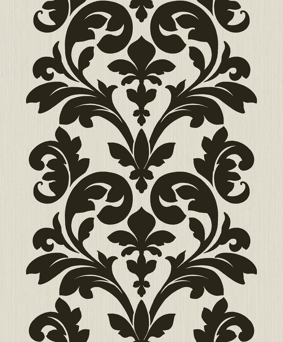 Seabrook Designs Bold Damask Ebony Wallpaper Sample ZN50600