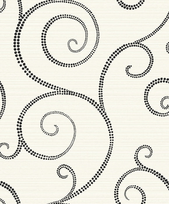 Seabrook Designs Dot Scroll Ivory Wallpaper Sample ZN51600