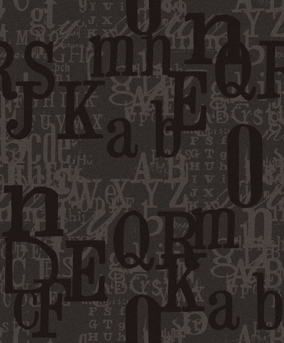 Seabrook Designs Block Letters Ebony Wallpaper ZN52100