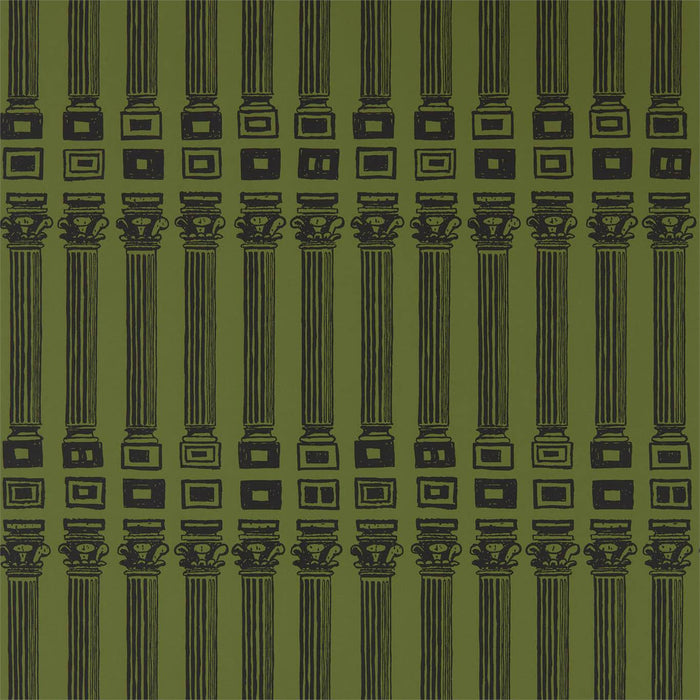 Zoffany Columns Olive/Bone Black 312970 Wallpaper Sample ZPLW312970