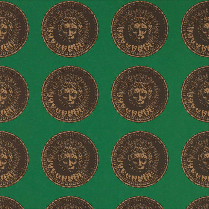 Zoffany Medallion Malachite/Gold 312974 Wallpaper Sample ZPLW312974