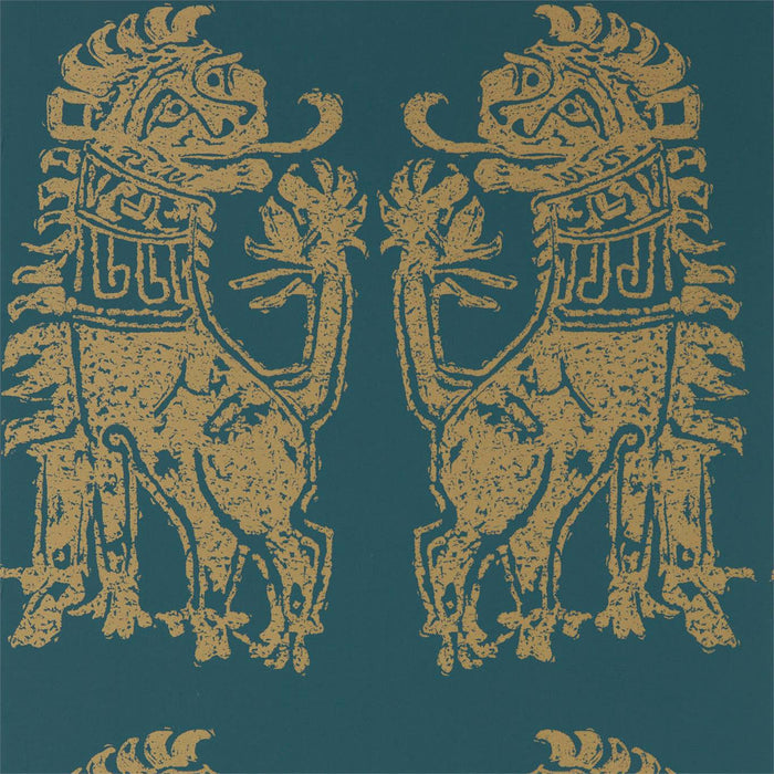 Zoffany Sicilian Lion Serpentine/Gold 312977 Wallpaper Sample ZPLW312977