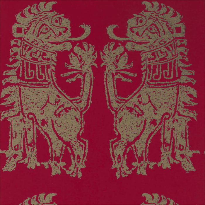 Zoffany Sicilian Lion Cinnabar/Bronze 312978 Wallpaper Sample ZPLW312978