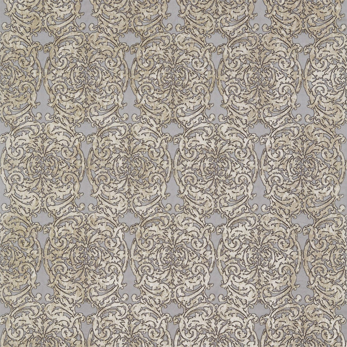 Zoffany Brocatello Embroidery Silver/Pearl 331256 Fabric Sample ZTES331256