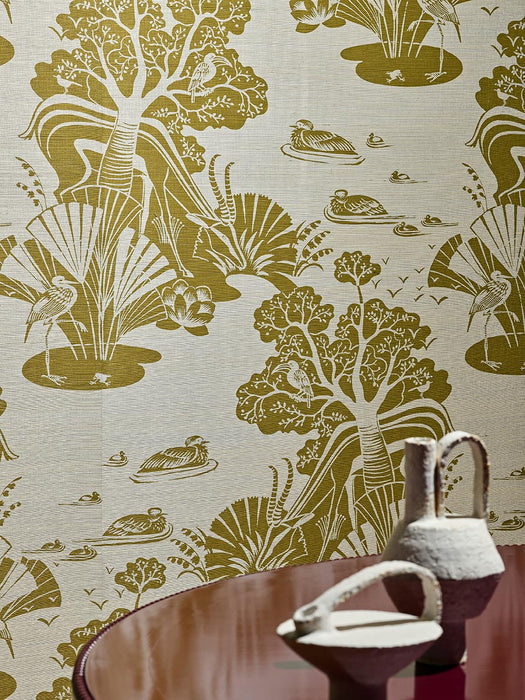 Pierre Frey La Gazelle Et Le Baobab Celadon Wallpaper FP845001