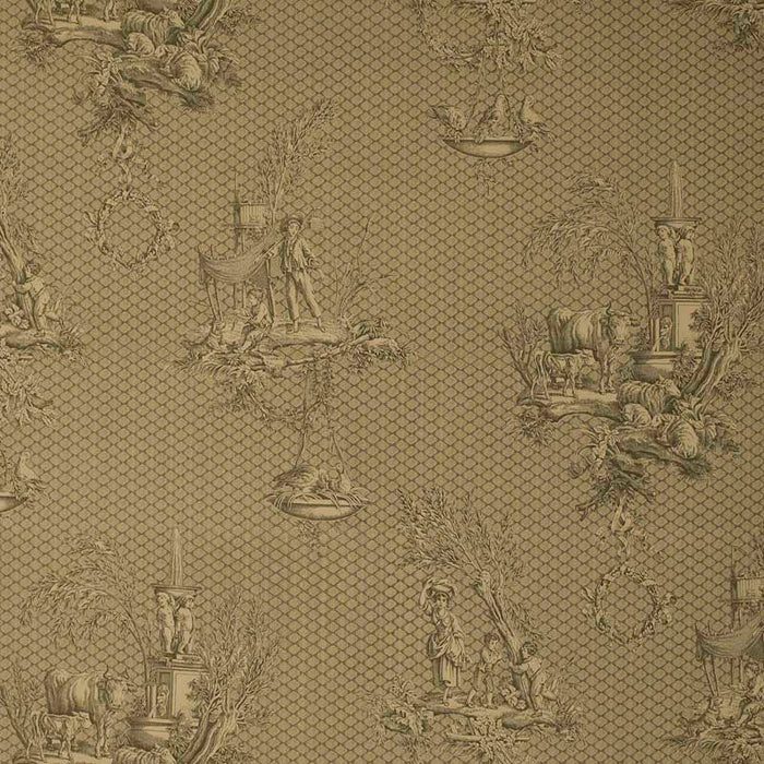 Marvic Textiles Les Enfants Olive On Ecru Fabric Sample 5441-003