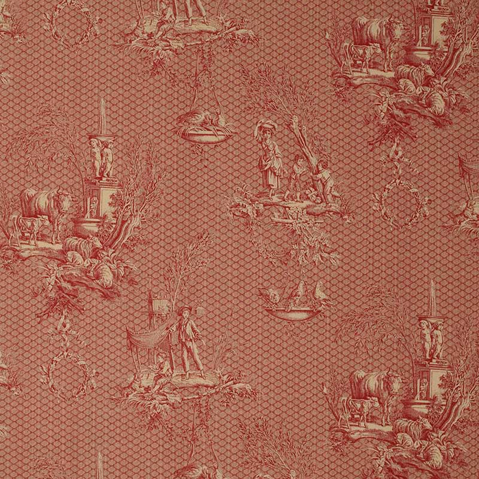 Marvic Textiles Les Enfants Red On Ecru Fabric Sample 5441-002