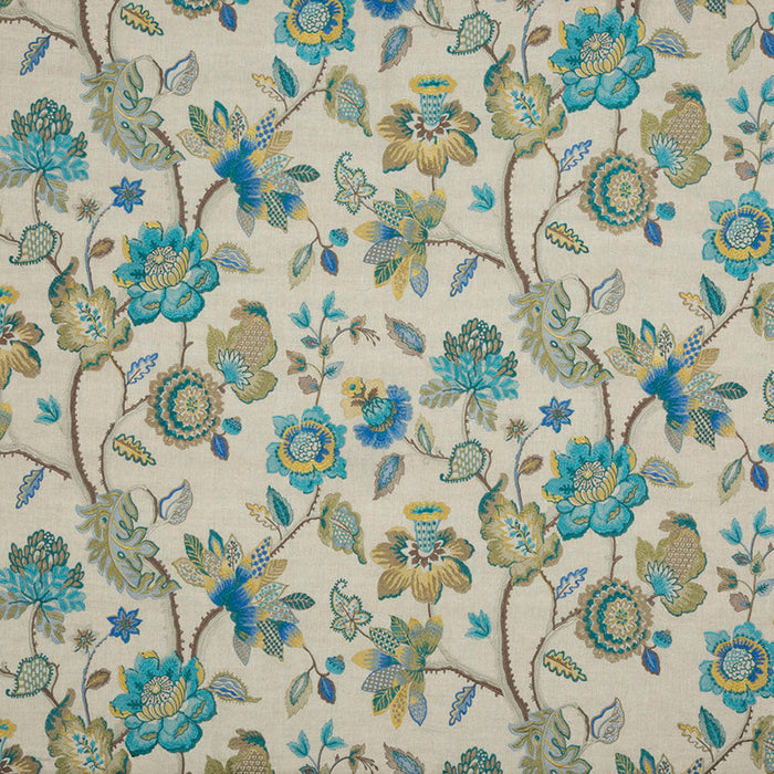 GP & J Baker Dryden Teal/Gilt Fabric Sample BF10589.3.0