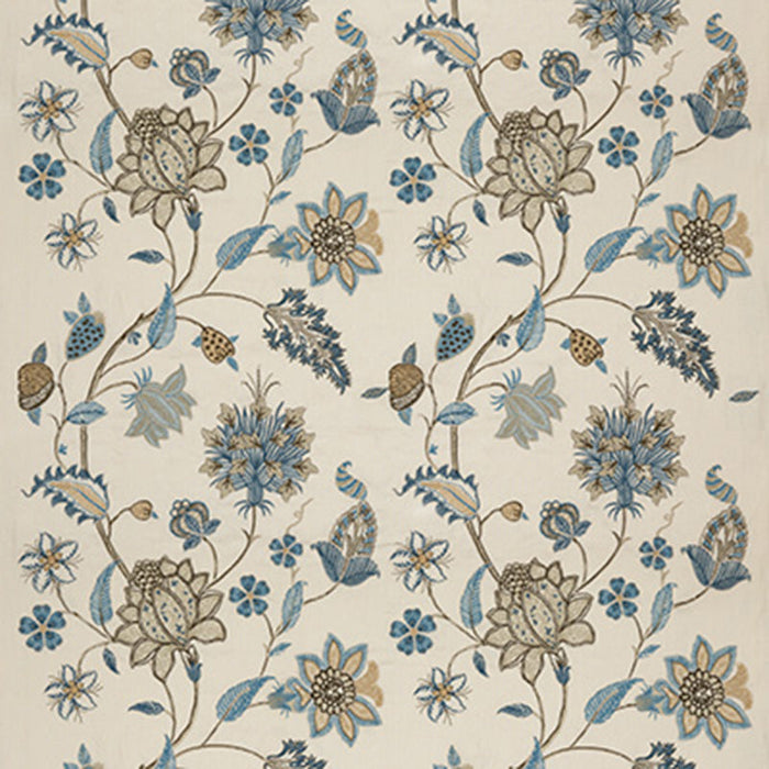 GP & J Baker Baker's Indienne Embroidery Soft Blue Fabric Sample BF10784.3.0