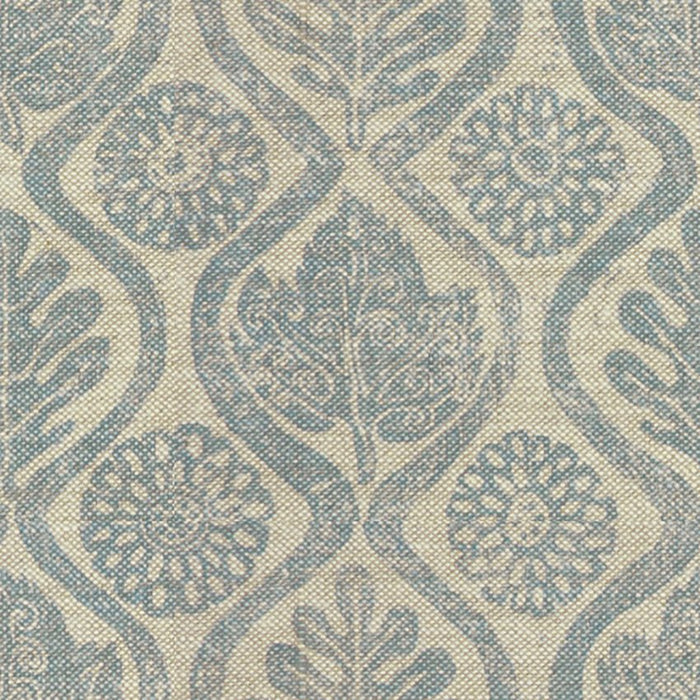 Lee Jofa Oakleaves Blue/Oatmeal Fabric Sample BFC-3515.15.0