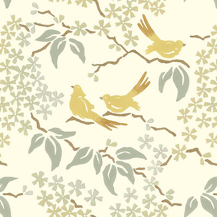 Galbraith & Paul Birds Pale Yellow Wallpaper Sample