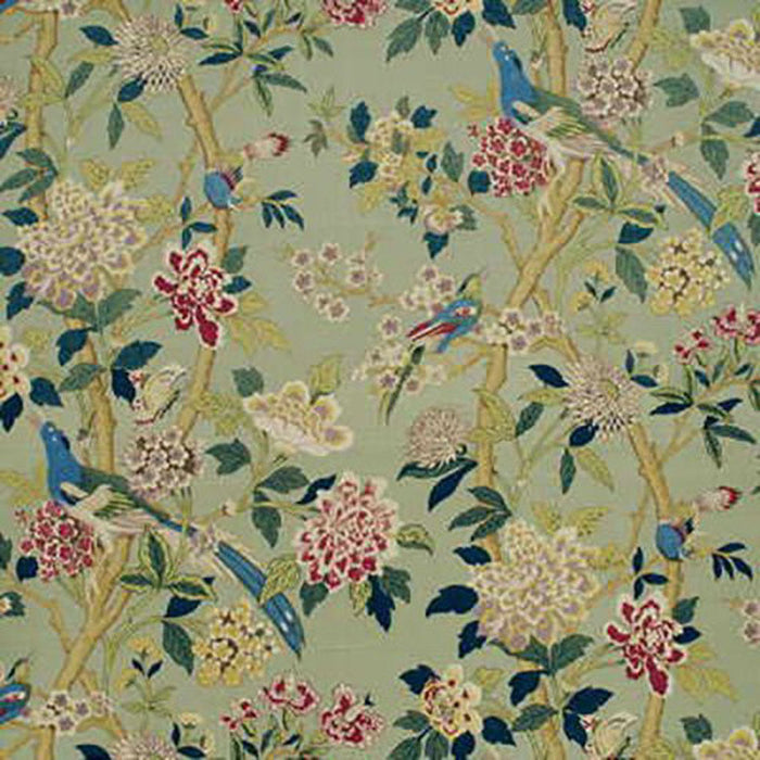 GP & J Baker Hydrangea Bird Aqua/Rose Fabric Sample BP10148.3.0