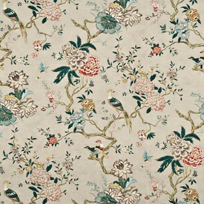 GP & J Baker Oriental Bird Rose/Grey Fabric Sample BP10385.1.0