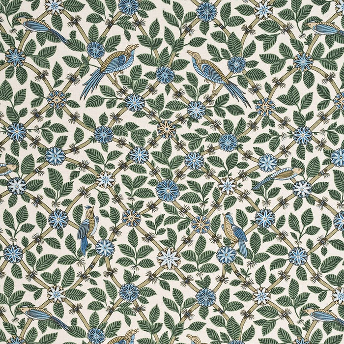 GP & J Baker Bamboo Bird Aqua/Teal Fabric Sample BP10465.2.0