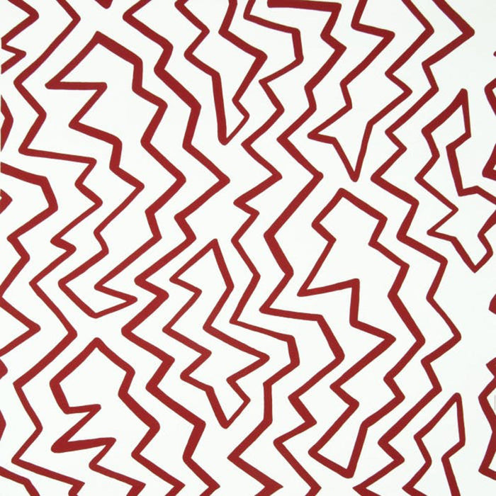 Brunschwig & Fils Staccato On Paper Red On White Wallpaper Sample BR-69539.166.0