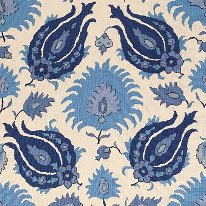 Brunschwig & Fils Kashmiri Linen Print Sapphire Blue Fabric Sample BR-700020.278.0