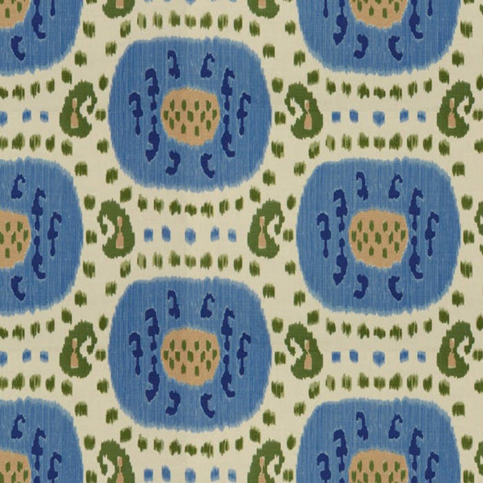 Brunschwig & Fils Samarkand Cotton And Linen Print Canton Blue/Green Fabric Sample BR-71110.221.0