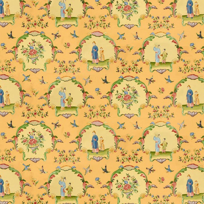 Brunschwig & Fils Ecole Chinoise Jaune Fabric Sample BR-71613.02.0