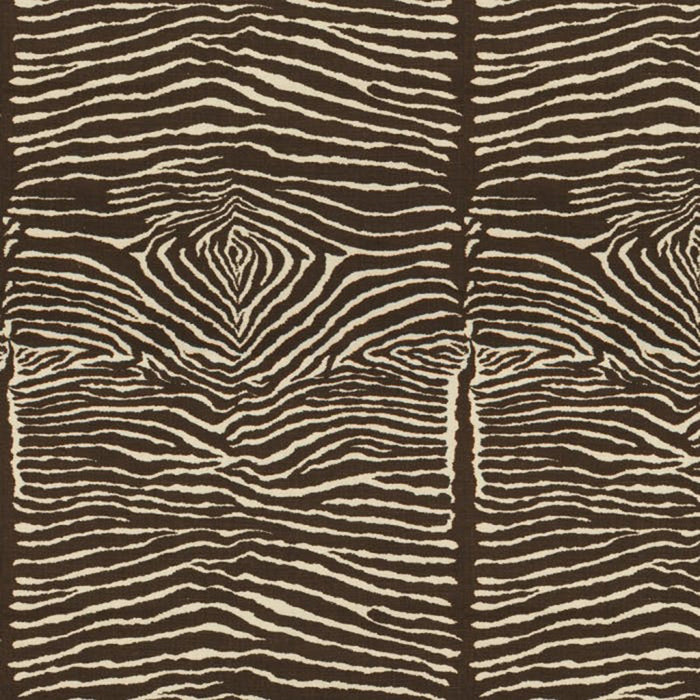 Brunschwig & Fils Le Zebre Linen Print Charcoal Brown And White Fabric Sample BR-79168.08.0