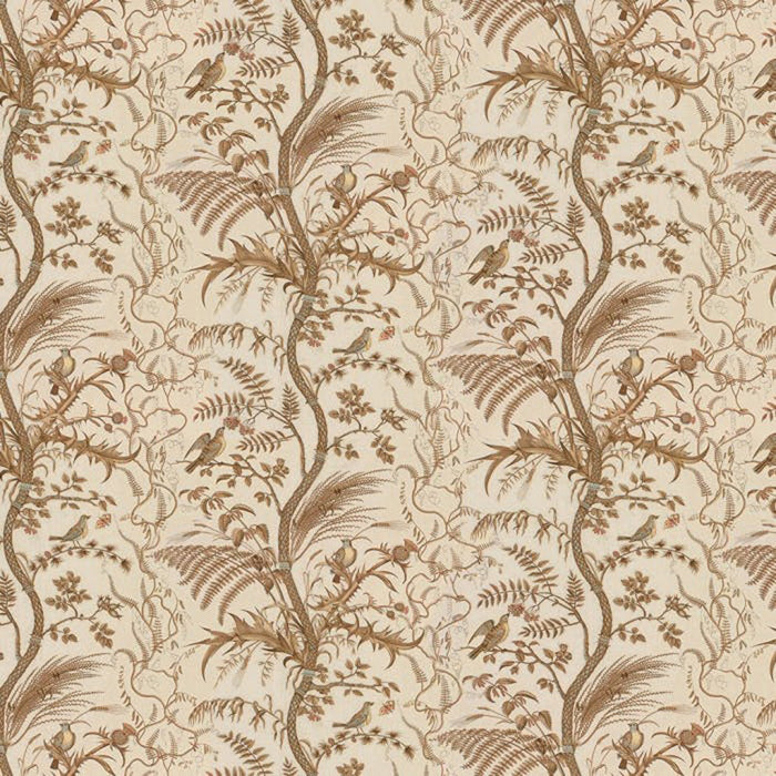 Brunschwig & Fils Bird And Thistle Cotton Print Beige Fabric Sample BR-79431.068.0