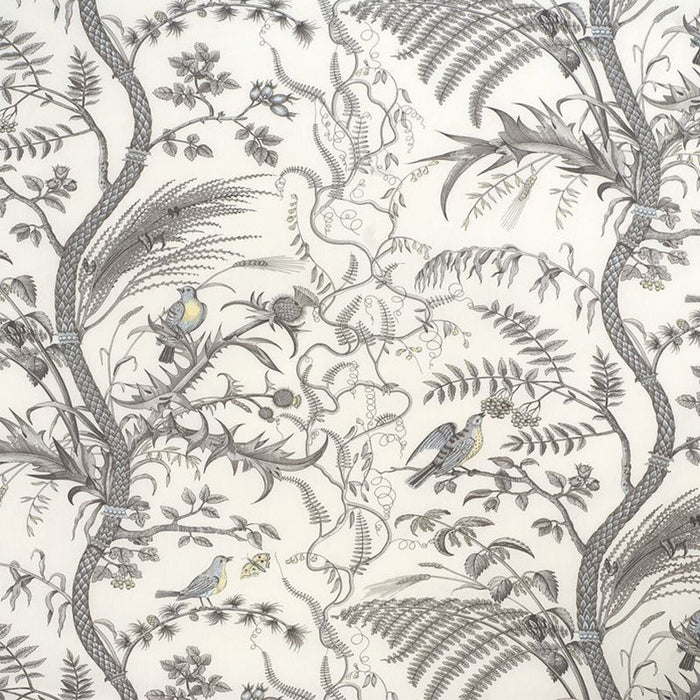 Brunschwig & Fils Bird And Thistle Cotton Print Gray Fabric Sample BR-79431.11.0