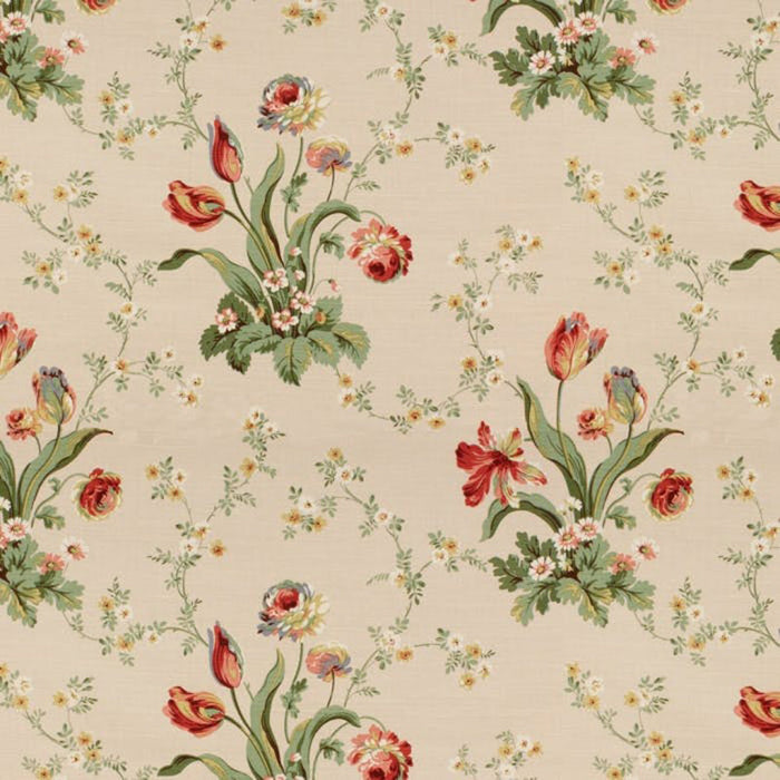 Brunschwig & Fils Ode To Spring Cotton & Linen Print Cream Fabric Sample BR-79599.015.0