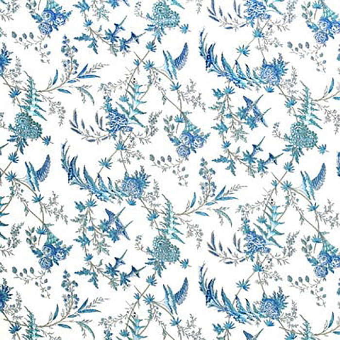 Brunschwig & Fils Edith S Reverie Cotton Print Camaieu Blue Fabric Sample BR-79742.203.0