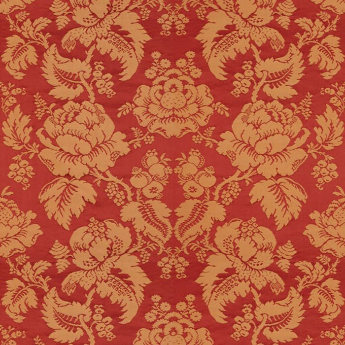 Brunschwig & Fils Moulins Damask Rouge/Ivoire Fabric Sample BR-81035.O.0