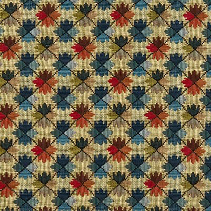 Brunschwig & Fils Oatlands Tapestry Blue/Red Fabric Sample BR-89071.M21.0