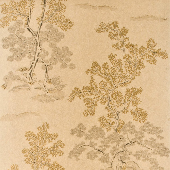 GP & J Baker Oriental Tree Effects Taupe/Gold Wallpaper Sample BW45001.4.0