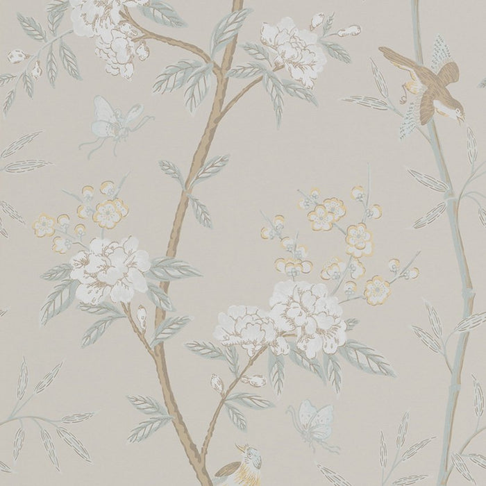 GP & J Baker Peony & Blossom Soft Aqua Wallpaper Sample BW45066.3.0