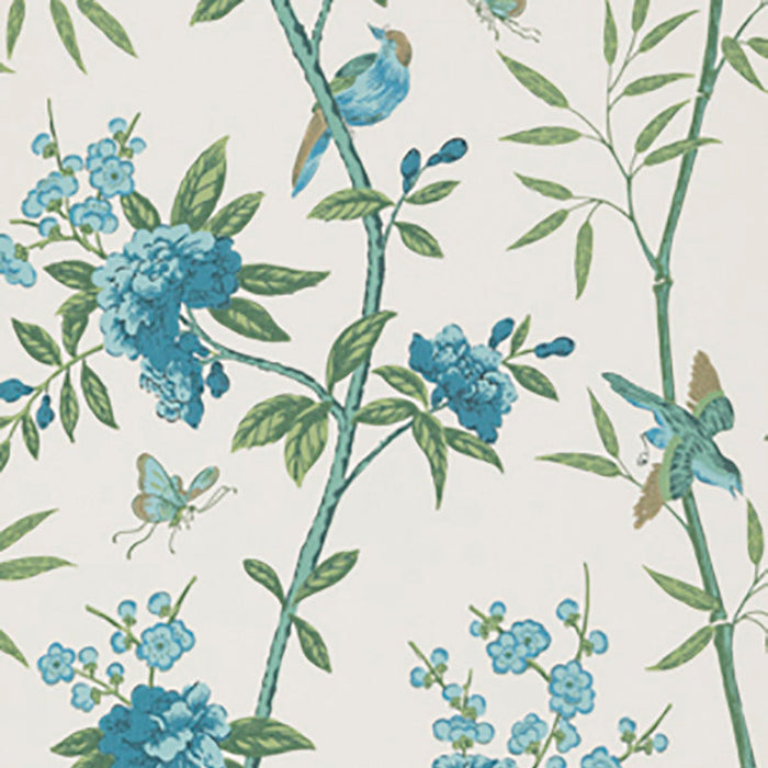 GP & J Baker Peony & Blossom Indigo/Teal Wallpaper Sample BW45066.5.0