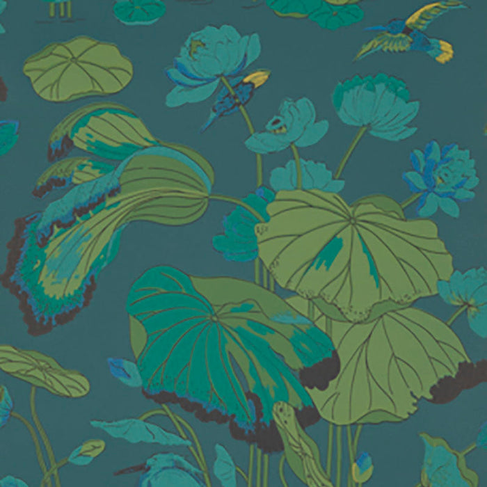 GP & J Baker Nympheus Teal Wallpaper Sample BW45083.2.0