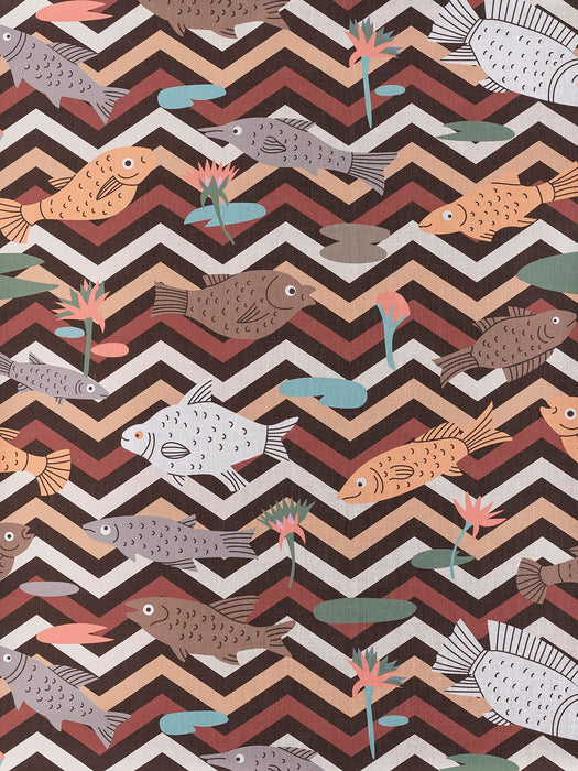 Pierre Frey Les Poissons Du Nil Cafe Wallpaper Sample FP893002