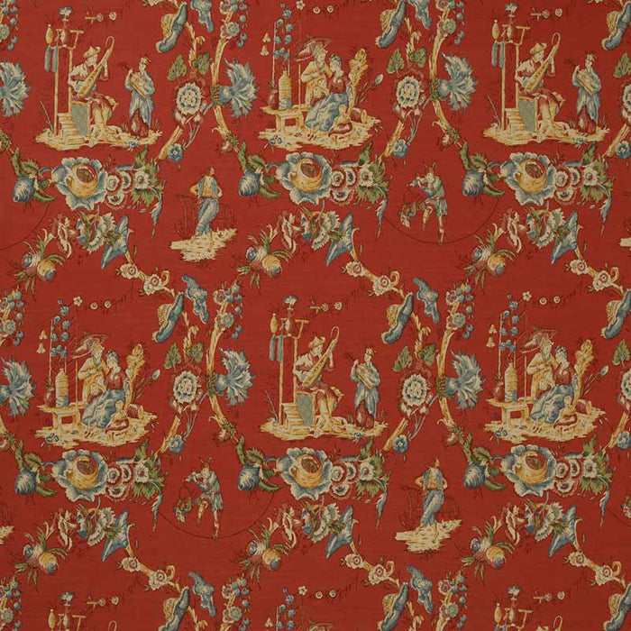 Marvic Textiles Cathay Toile Lacquer Red Fabric Sample 7251-5