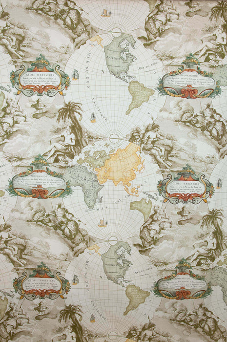 Pierre Frey Planisphere Creme Fabric Sample F2264001