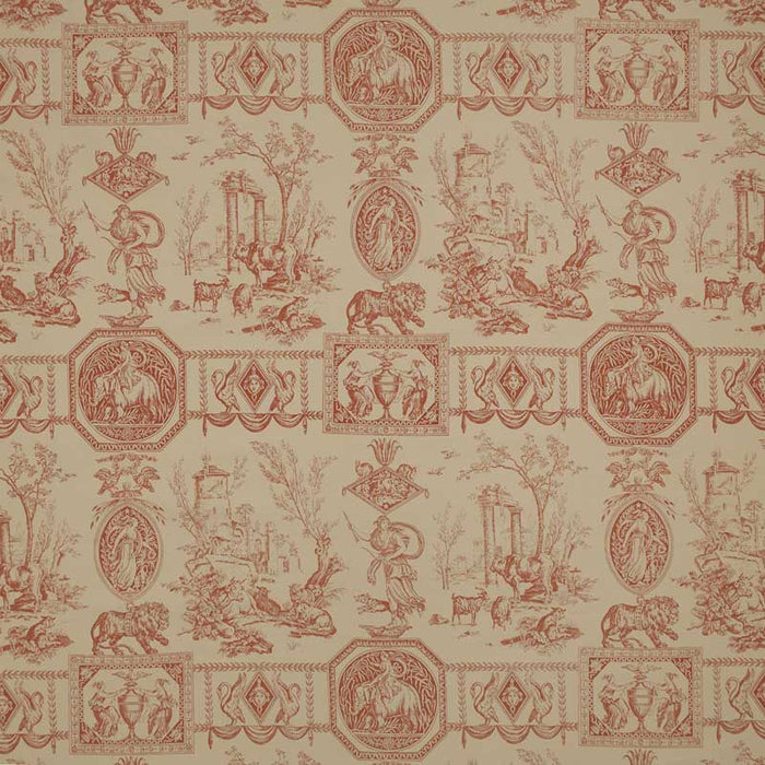 Marvic Textiles Empire Coral On Ecru Fabric Sample 5220-002