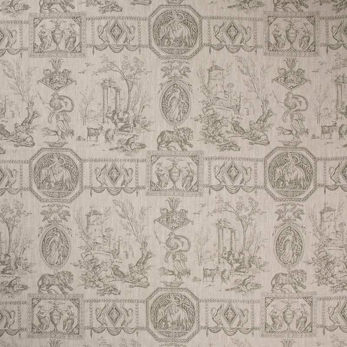 Marvic Textiles Empire Taupe On Natural Linen Fabric Sample 5221-2