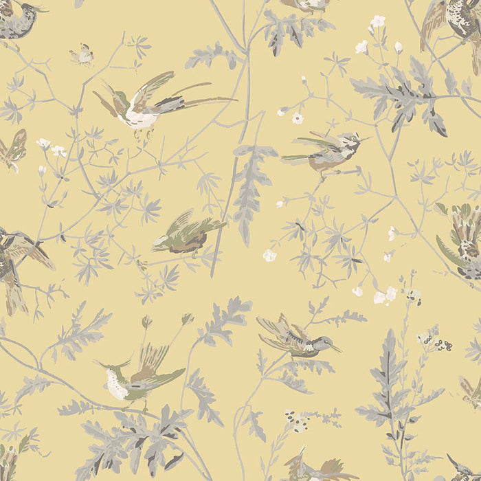 Cole & Son Hummingbirds Gld/Sft Grey Fabric Sample F111/1001.CS.0