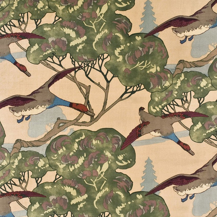 Mulberry Home Flying Ducks Velvet Camel Fabric Sample FD258.L102.0