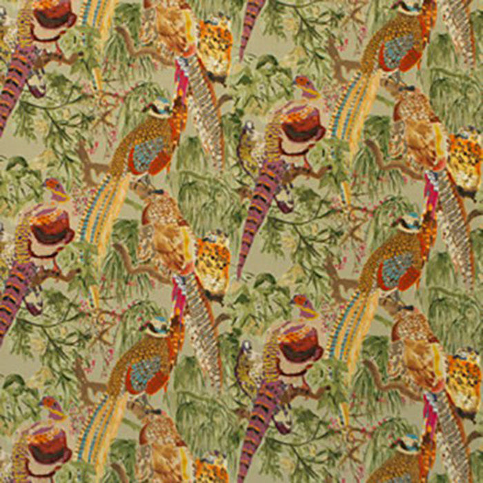 Mulberry Home Game Birds Velvet Fig/Multi Fabric Sample FD268.H46.0