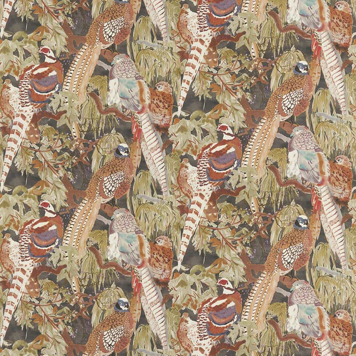 Mulberry Home Game Birds Linen Charcoal Fabric Sample FD305.A101.0