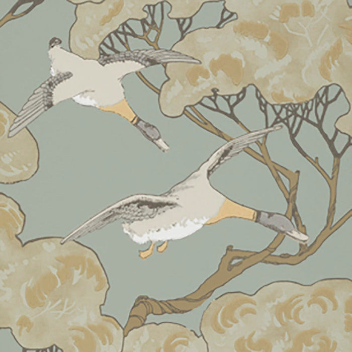 Mulberry Home Flying Ducks Slate Blue Wallpaper Sample FG090.H54.0