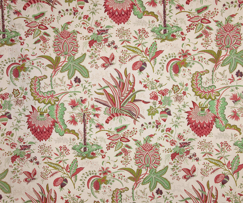 Braquenie Marquis De Seignelay Cretonne Rouge Vert Fabric B1742002