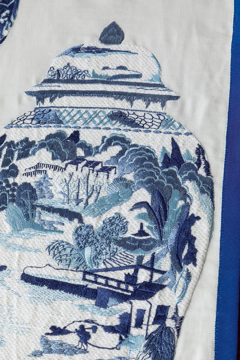 Pierre Frey Qinghua Blue Porcelain Fabric F3806001